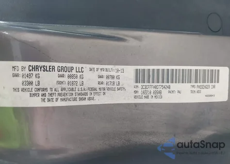 2013 Fiat 500 Abarth z USA, uszkodzony, nr VIN 3C3CFFFH0DT754248